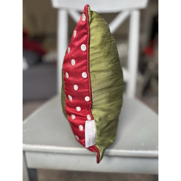 The Royal Standard Christmas Reindeer Pillow Holiday Decor Red Green Polka Dot - Picture 4 of 6